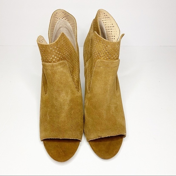 Steven by Steve Madden Ready Peep Toe Perforated Bootie Chestnut Oiled Cow Suede - Picture 5 of 12